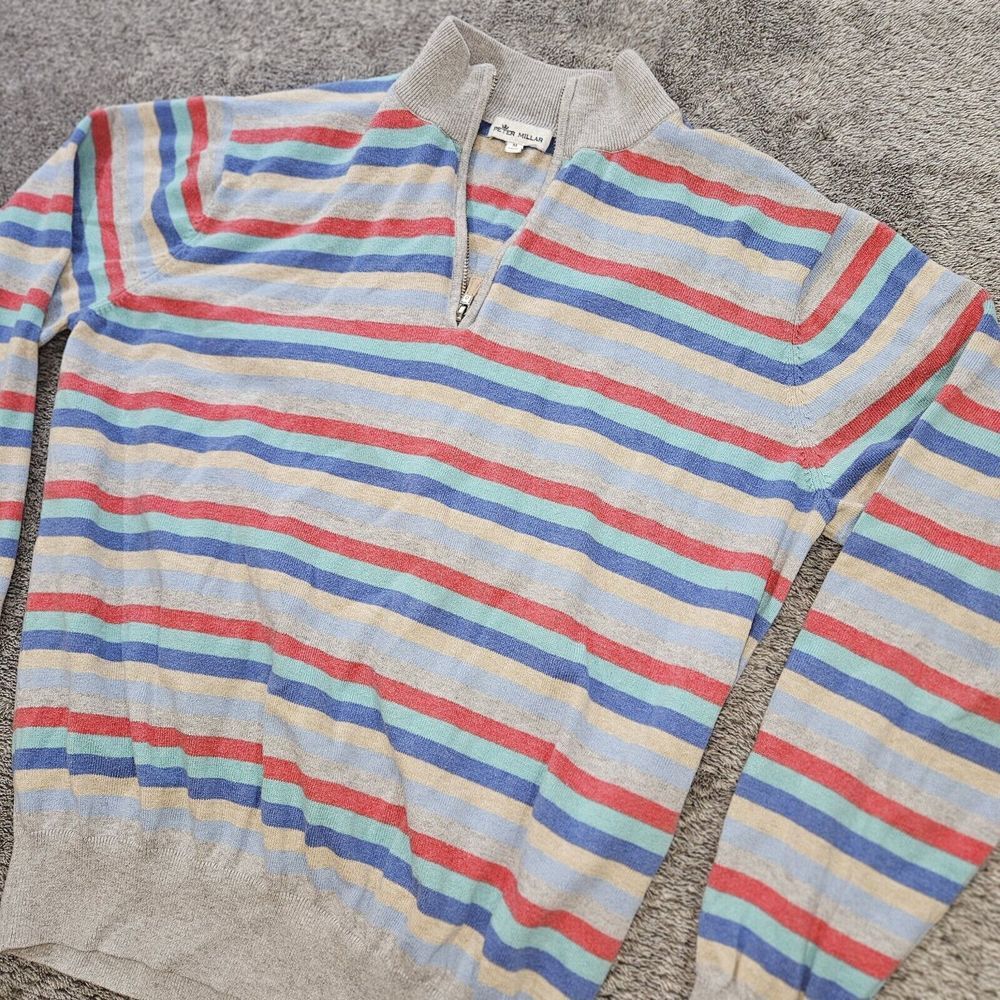Peter Millar Sweater Mens Medium 1/4 Zip Pullover Cotton Silk Cashmere Crown Sof